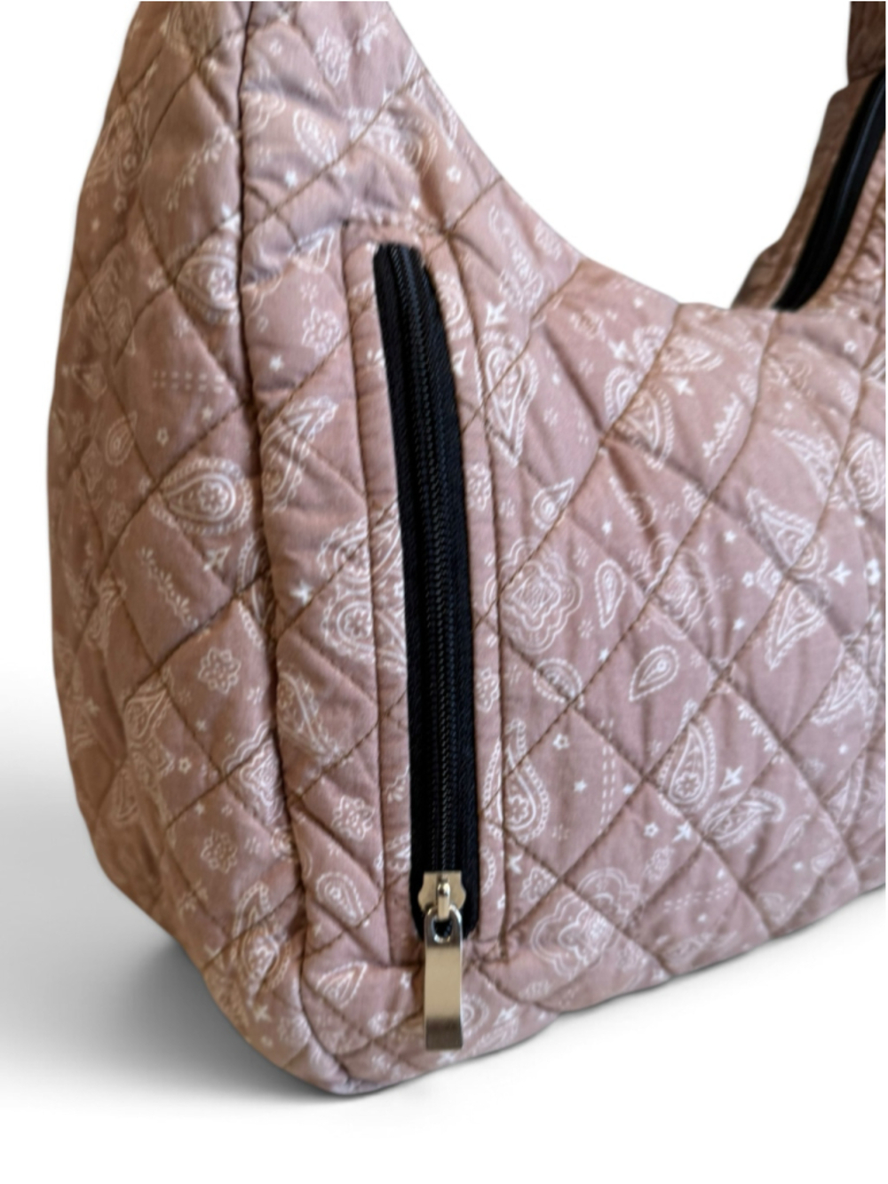by tavi Quilted Paisley Hobo Bag Brown Mauve Bandana Crossbody Shoulder Purse - Picture 6 of 8